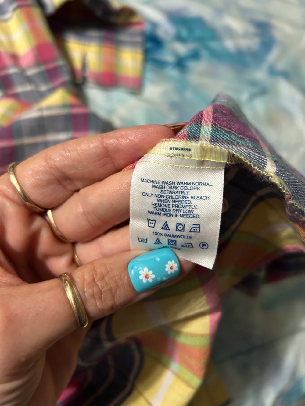 Lands' End Multicolor Plaid Button-Front Shirt Dress - Picture 7 of 7